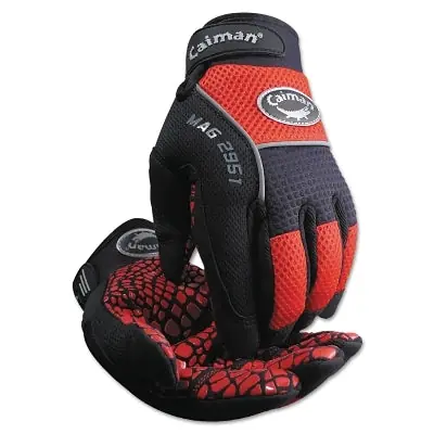 SK0376598-US20260702-105043-0 Caiman 2951-M Silicon Grip Gloves Medium Red Black - Image 1