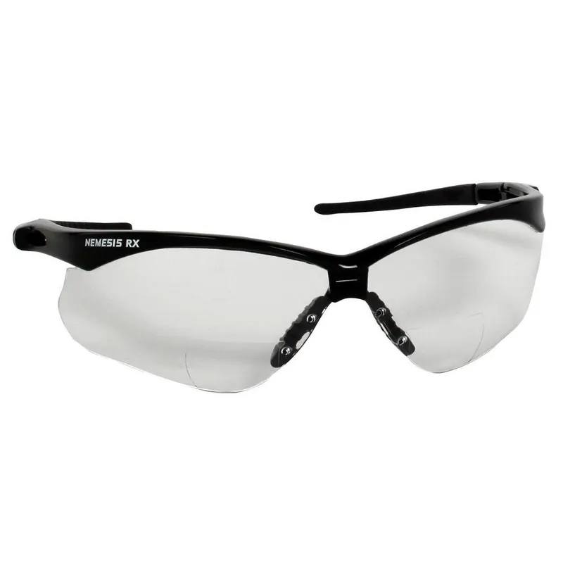 KleenGuard 28621 Nemesis 1.5 Diopters Polycarbonate Reader Safety Glasses with Black Frame and Clear Lens