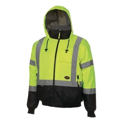 Pioneer V1130460U-2XL 5209U Class 3 High Visibility Safety Bomber Jacket Polyfill 2X-Large Yellow/Green