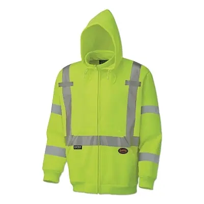 Pioneer V1060461U-2XL Hi-Viz Safety Polyester Fleece Hoodie Zipper Front 2X-Large Yellow/Green