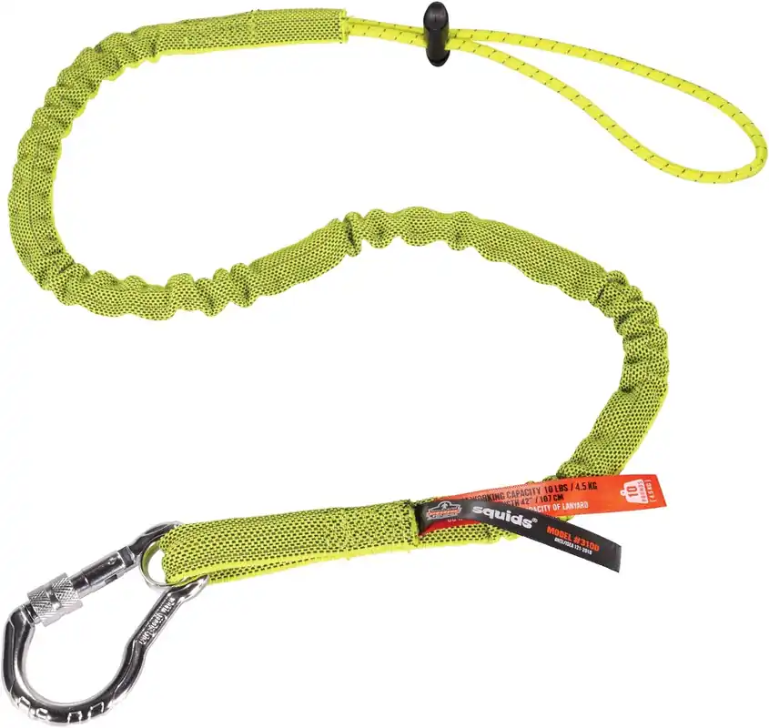 SK0377378-US20260702-105043-0 Ergodyne 19003 Squids 3100 Tool Lanyard with Single Carabiner and Adjustable Loop End, Standard Length, Lime - Image 1