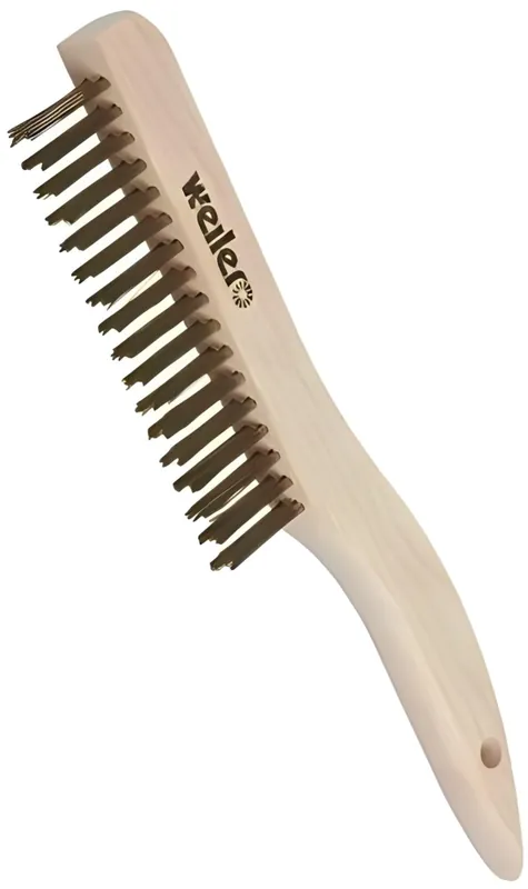 Weiler 44062 Shoe Handle Scratch Brush, 10 in, 2X17 Rows, Stainless Steel Wire, Wood Handle
