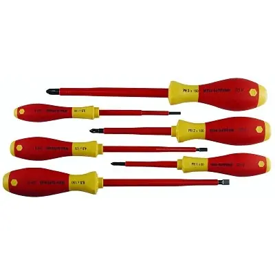 Wiha Tools 32092 SoftFinish Insulated Screwdriver Set Metric Includes 3-Phillips 3-Slotted 6-Pc