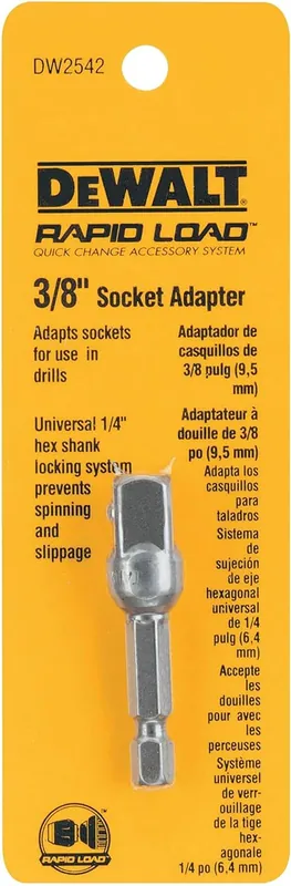 Dewalt DW2542 1/4-Inch Hex Drive to 3/8-Inch Socket Adapter Silver