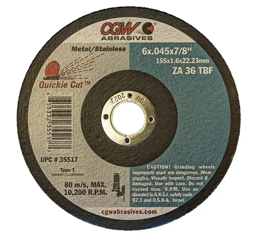 CGW Abrasives 35517 Metal Cutting Wheel 6 In x .045 In x 7/8 In 25 Pack