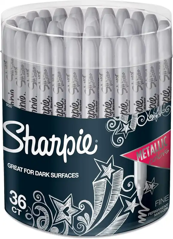 SK0377732-US20260702-105043-0 Sharpie 9597 Metallic Permanent Markers Fine Point Silver 36 Pack - Image 1