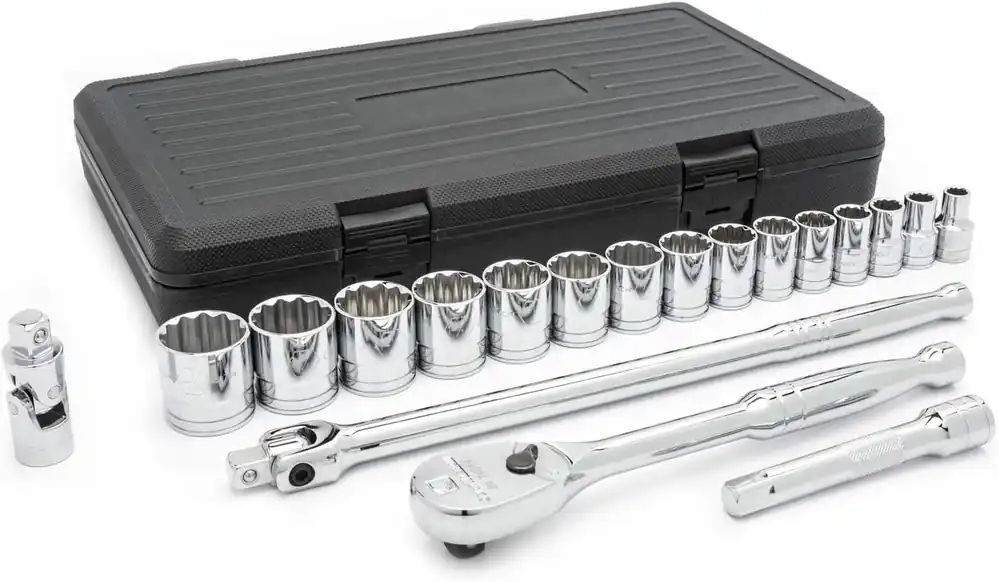 SK0377942-US20260702-105043-0 GEARWRENCH 80792 19 Pc. 1/2 Drive 12 Pt. Standard Mechanics Tool Set SAE - Image 1