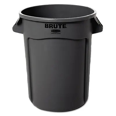 Rubbermaid Commercial FG263200GRAY BRUTE Round Container 32 Gal Heavy-Duty Plastic Gray