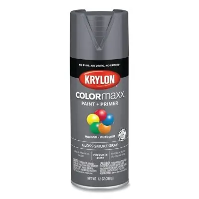 Krylon K05539007 COLORmaxx Paint Primer Spray Paint 12 oz Smoke Gray Gloss