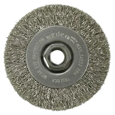 Weiler 13085 Crimped Wire Wheel 4 inch dia x 1/2 inch W 14000 RPM