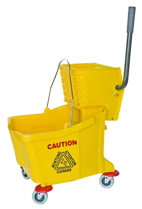SK0378150-US20260702-105043-0 Magnolia Brush 6035-3 Plastic Mop Bucket Combo with Wringer 35qt Capacity 3 Ball Bearing Casters Yellow - Image 1
