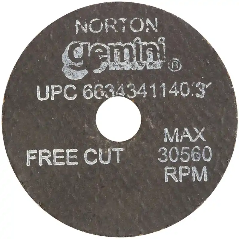 Norton 66243411403 2x1/8x3/8 in Gemini AO Small Diameter Reinforced Cut-Off Wheels, Free Cut, Type 01/41, 36 Grit, 25 Pack