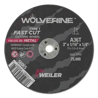 Weiler 56065 Wolverine Flat Type 1 Cutting Wheel (3 inches) Replacement 56065