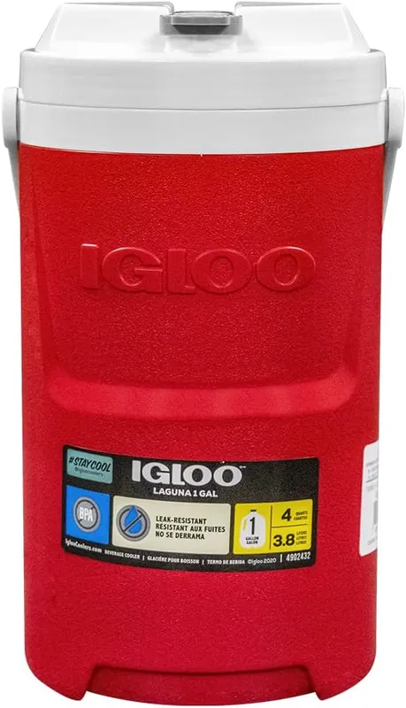 Igloo 31379 Laguna Beverage Jug 1 Gallon Red Star White