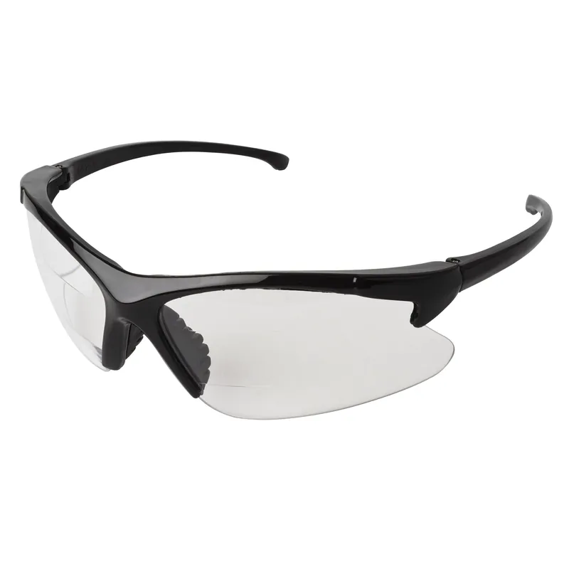 KleenGuard 20388 V60 30-06 Bi-Focal Lens Reader Safety Glasses +2 Diopter Clear Lens Black Nylon Frame