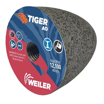 Tiger AO 68314 Type 16 Round Tip Grinding Cone 3 in dia 24 Grit 5/8 in to 11 Arbor