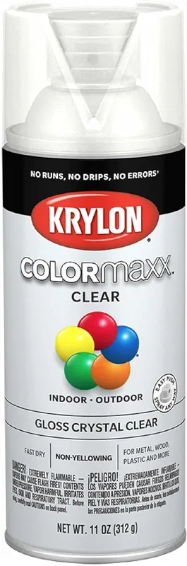 Krylon K05515007 COLORmaxx Acrylic Clear Finish for Indoor/Outdoor Use, Gloss Crystal Clear 11 Ounce