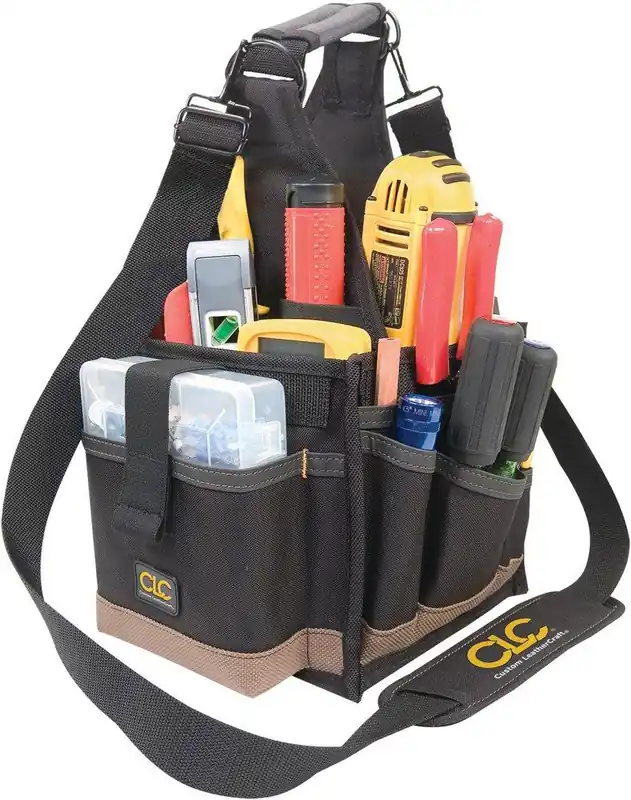 CLC Custom Leather Craft 1526 Tool Carrier Bag 8 x 8 in. Black/Khaki Fabric Multi-Compartment Tool Tote