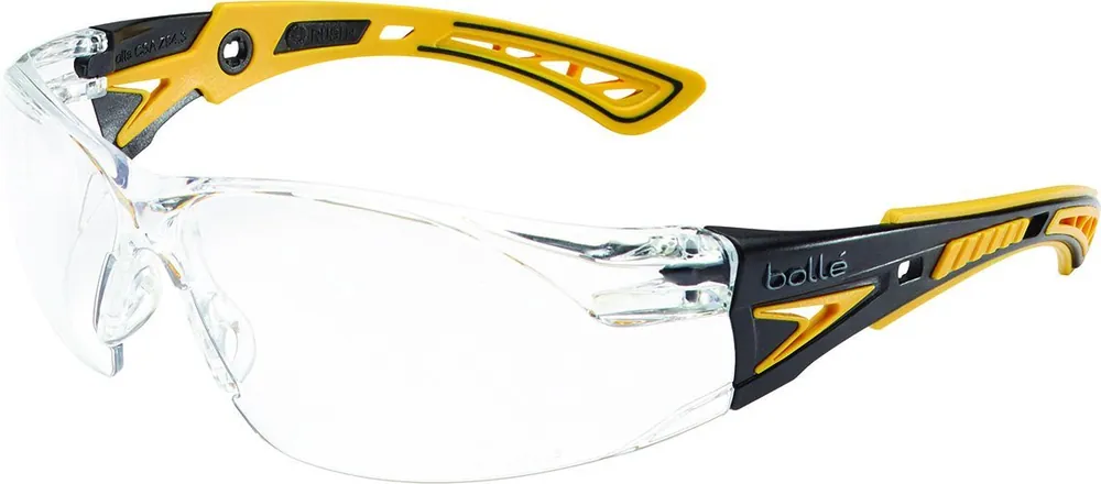 SK0378600-US20260702-105043-0 Bolle 40243 Rush+ Safety Glasses Yellow & Black Frame Clear Lenses - Image 1