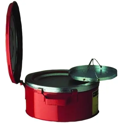 Justrite 10370 Bench Can Hazardous Liquid Cleaning Can 1 Gal Red w/Parts Basket