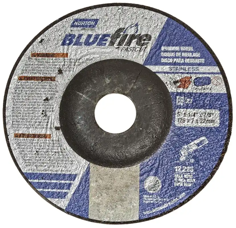 SK0379697-US20260702-105043-0 Norton 66252843218 Blue Fire Plus Depressed Center Abrasive Wheel Type 27 Zirconia Alumina and Aluminum Oxide 7/8 Arbor 5 Diameter x 1/4 Thickness Pack of 25 - Image 1