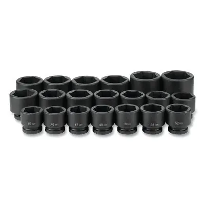 Grey Pneumatic 9020M Impact Socket Set 1 Drive Metric 20-Pc STD Length 45 mm to 75 mm