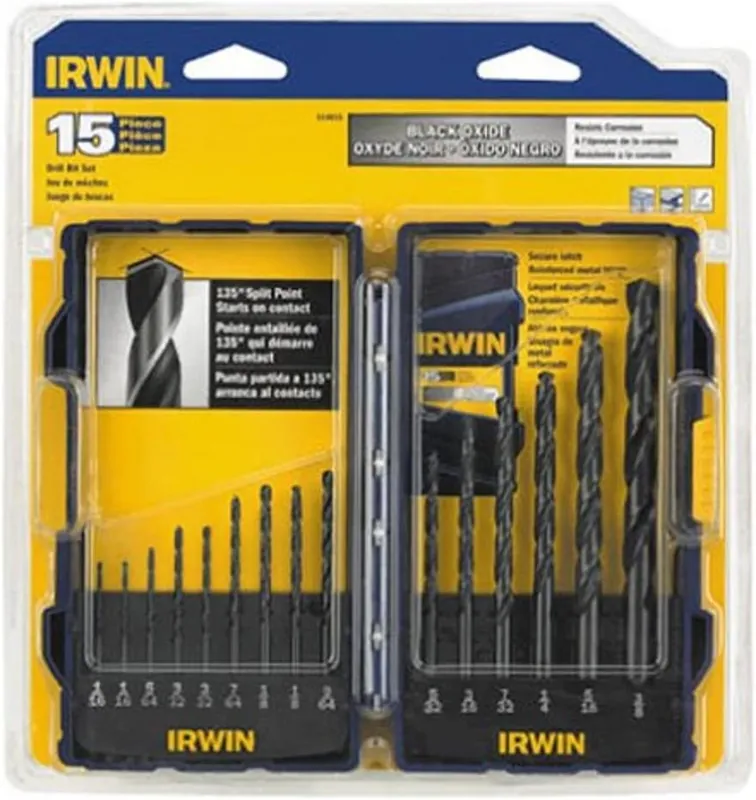 Irwin 314015 15 Piece Black Oxide Drill Bits