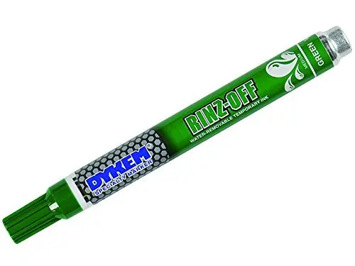 Dykem 91108 RINZ Off Water Removable Temporary Marker, Green, Medium