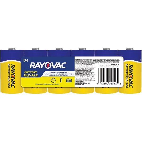 Rayovac HD-DF Heavy Duty D Industrial Batteries Zinc Chloride 6 Pack