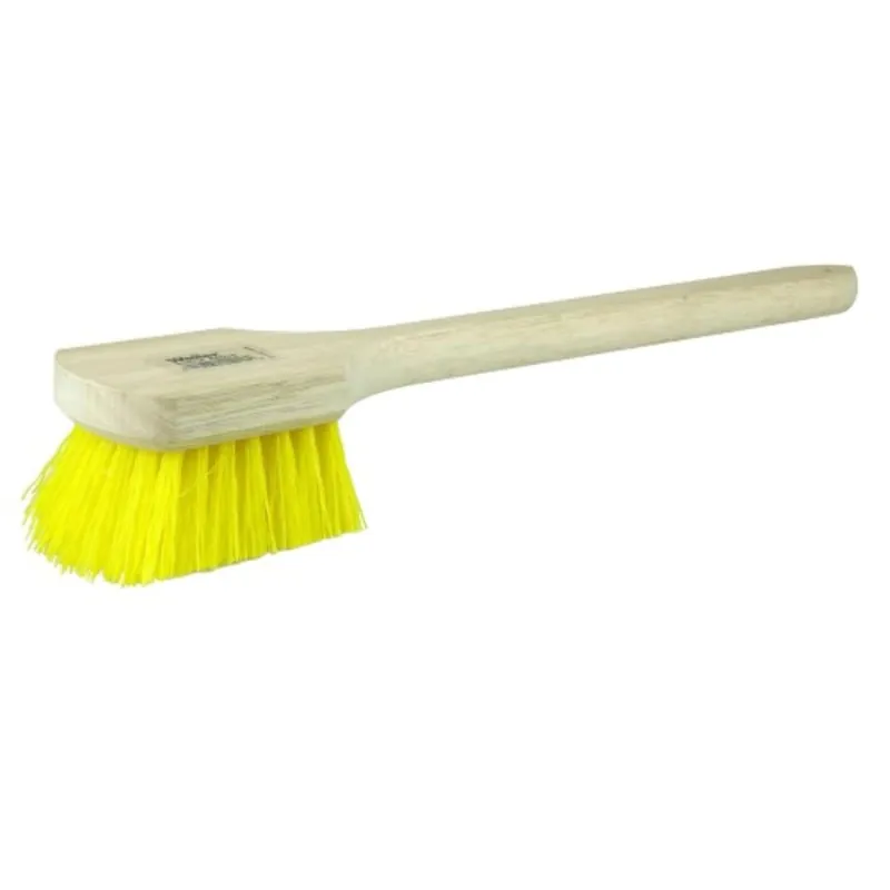 Weiler 44016 20 Utility Scrub Brush Yellow Polypropylene Long Handle Wood Block