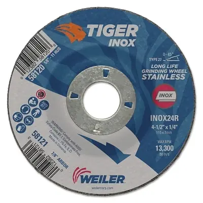SK0381370-US20260702-105043-0 Weiler 58121 Grinding Wheel 4-1/2 inches 1/4 inches 7/8 inches Arbor - Image 1