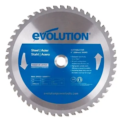 Evolution 8BLADEMS TCT Metal-Cutting Blade 8 Inches 5/8 Inch Arbor 5800 RPM 50 Teeth