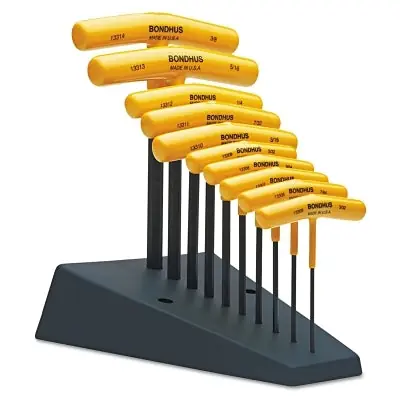 Bondhus 13390 T-Handle Hex Tool Set Power Inch 10 per Stand