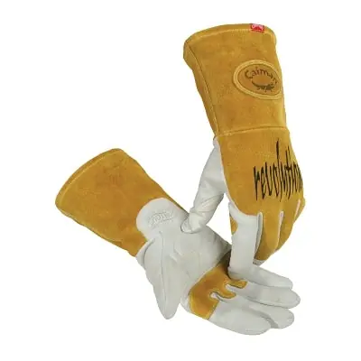 Caiman 1868-S Revolution Welding Gloves Goat Grain Leather Small White Gold
