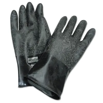 Honeywell North B131R/8 Chemical Resistant Butyl Gloves Size 8 Black 13 mil Grip-Saf