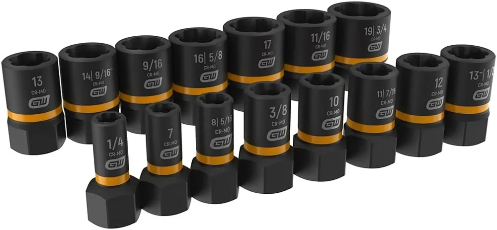 SK0382368-US20260702-105043-0 GearWrench 84783 15 Pc 1/4 and 3/8 Drive Bolt Biter Impact Extraction Socket Set - Image 1