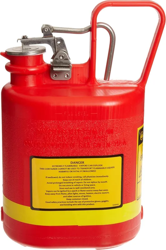 SK0382768-US20260702-105043-0 Justrite 14160 Type I Polyethylene Safety Can 1 Gallon Stainless Steel Fittings Red - Image 1