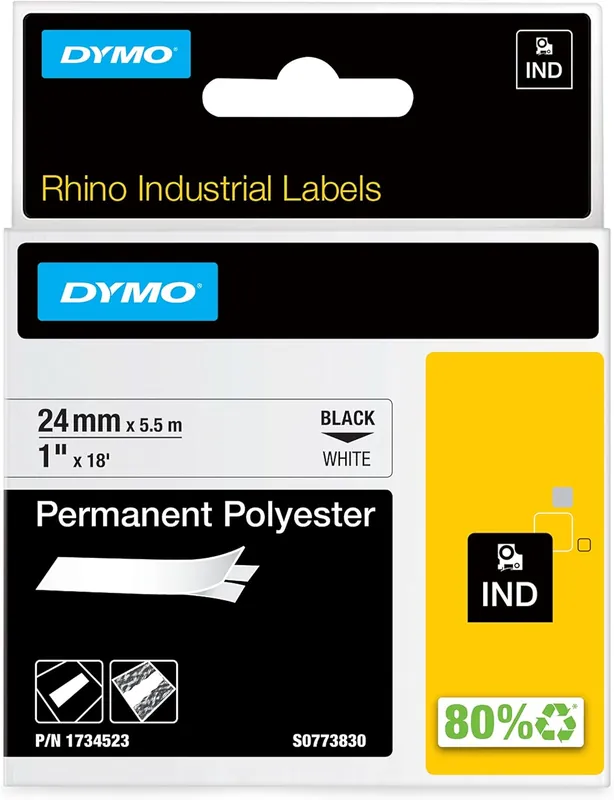 Dymo 1734523 Rhino Permanent Polyester Tape 24mm Compatible
