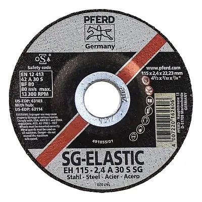 Pferd 63103 Type 27 Premium Performance SG Depressed Center Cut-Off Wheel 4-1/2 inches 3/32 inches Thick 7/8 inches Arbor 46 Grit