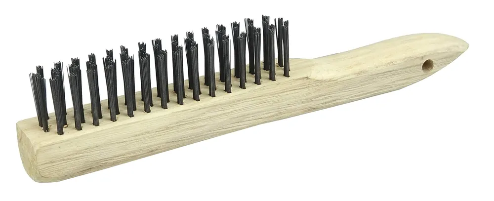 Weiler 25100 Vortec Pro Scratch Brush Steel Fill Shoe Handle 4x16 Rows