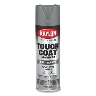Krylon Industrial K00829008 Tough Coat Advanced with Rust Barrier Technology Spray Paint 15 oz Gray Primer Ultra Flat
