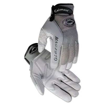 Caiman 2970-XXL Deerskin Padded Palm Knuckle Protection Mechanics Gloves, 2X-Large, Gray