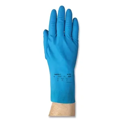 Ansell 120020 AlphaTec 88-356 Light-Duty Natural Latex Rubber Gloves Blue 10