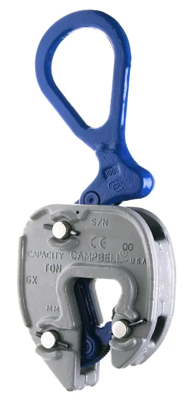 Campbell 6423000 Vertical and Horizontal to Vertical GX Plate Lifting Clamp 1/2 Ton Working Load Limit 1/16 - 5/8 Grip Silver