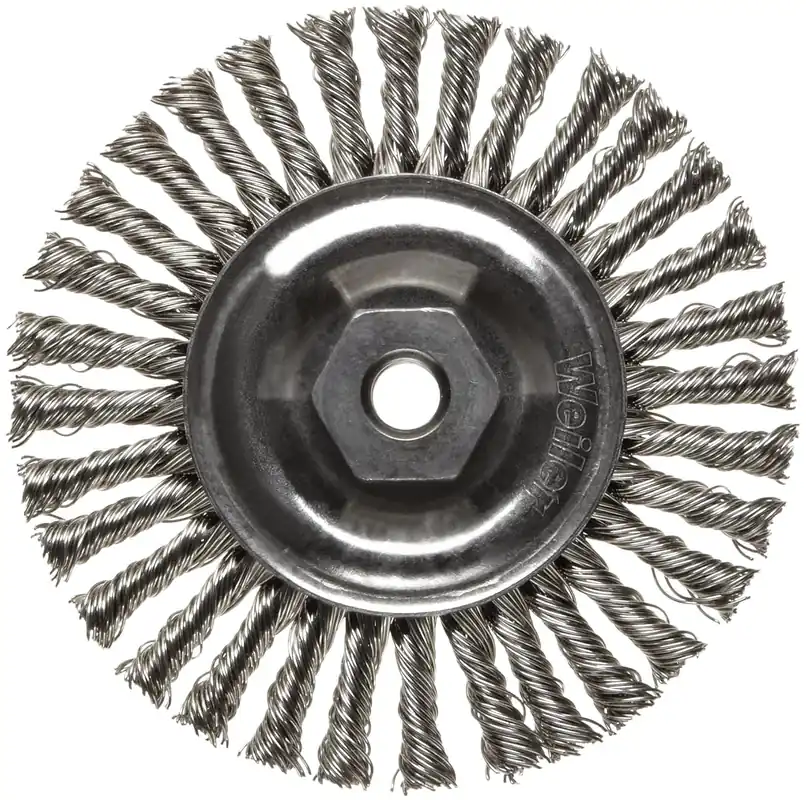 SK0383392-US20260702-105043-0 Weiler 13135 Dualife 4 Diameter Stainless Steel Stringer Bead Twist Knot Wire Wheel Brush - Image 1