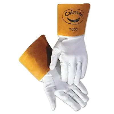 Caiman 1600-L Goat Grain Leather Cowhide Cuff Unlined Welding Gloves Large