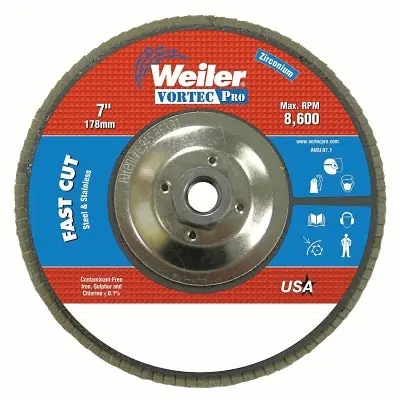 Weiler 31368 Vortec Pro Abrasive Flap Disc 7 Inch 40 Grit 5/8-11