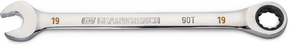 Gearwrench 86919 19mm 4 Degree Swing Arch 12 Point Ratcheting Combination Wrench