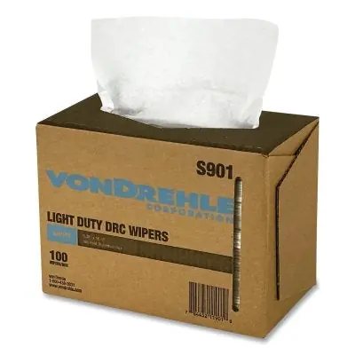 Von Drehle S901 Pop-Up Dispenser Box Single-Use DRC Wiper White 100/Box