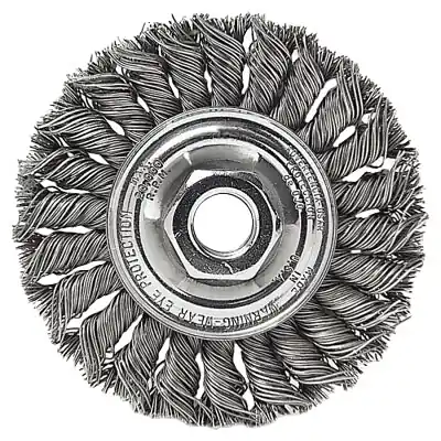 Weiler 8014 Standard Twist Knot Wire Wheel 3 in Diameter x 3/8 in Width 0.014 in Steel Wire 25000 RPM